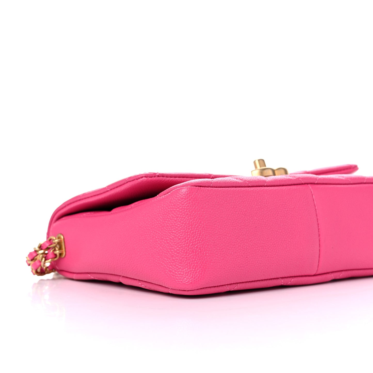 Shiny Caviar Quilted Small Chain Melody Flap Dark Pink