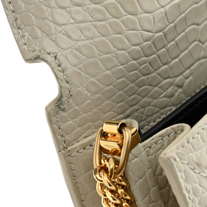 Saint Laurent Calfskin Crocodile Embossed Monogram Cassandra Clasp Bag Crema Soft 11 of 14