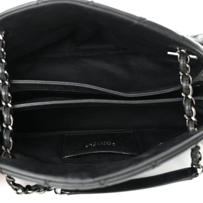 Chanel Iridescent Calfskin Stitched Just Mademoiselle Bowling Bag Black 5 of 14