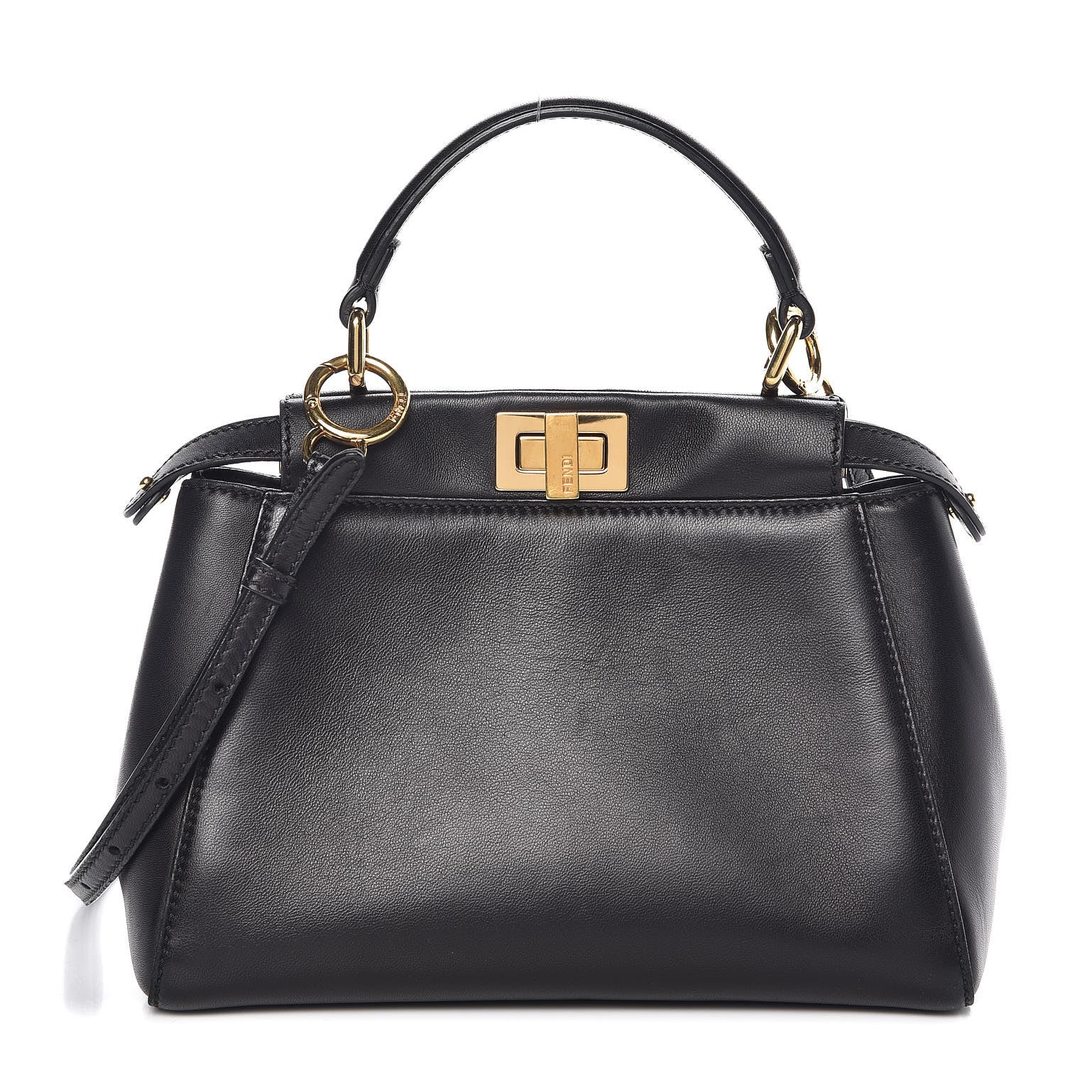 Fendi Nappa Mini Peekaboo Iconic Satchel Black 1 of 6