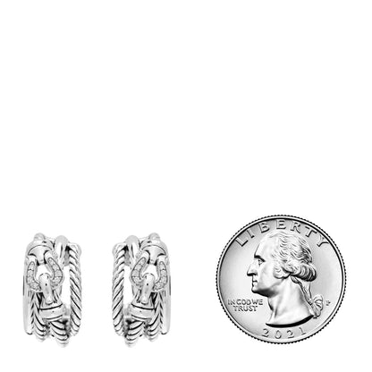 David Yurman Sterling Silver Diamond Buckle Crossover Shrimp Earrings 2 of 4