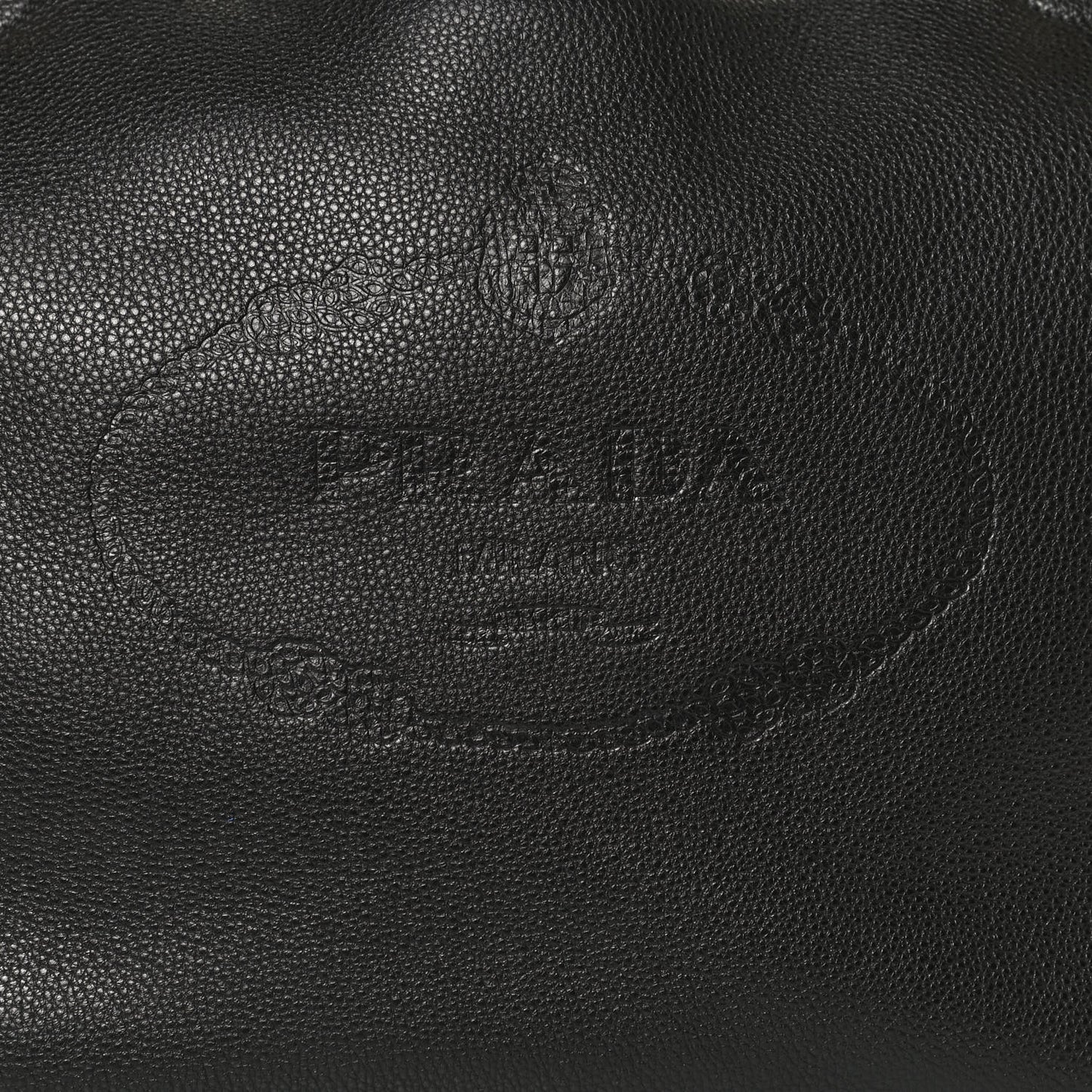 Vitello Phenix Embossed Logo Hobo Black