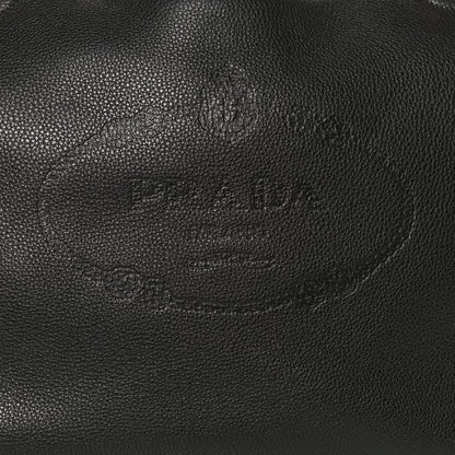 Prada Vitello Phenix Embossed Logo Hobo Black 7 of 12