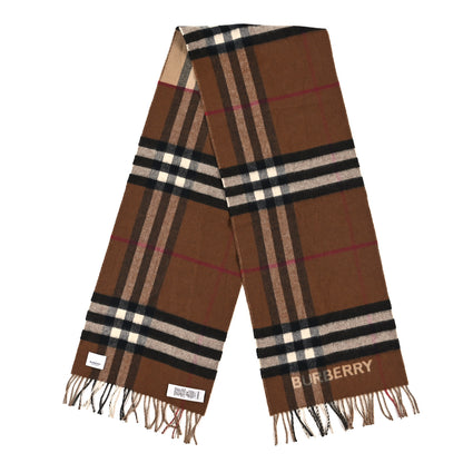 Burberry Wool Cashmere Vintage Check Fringe Scarf Dark Birch Brown 2 of 3