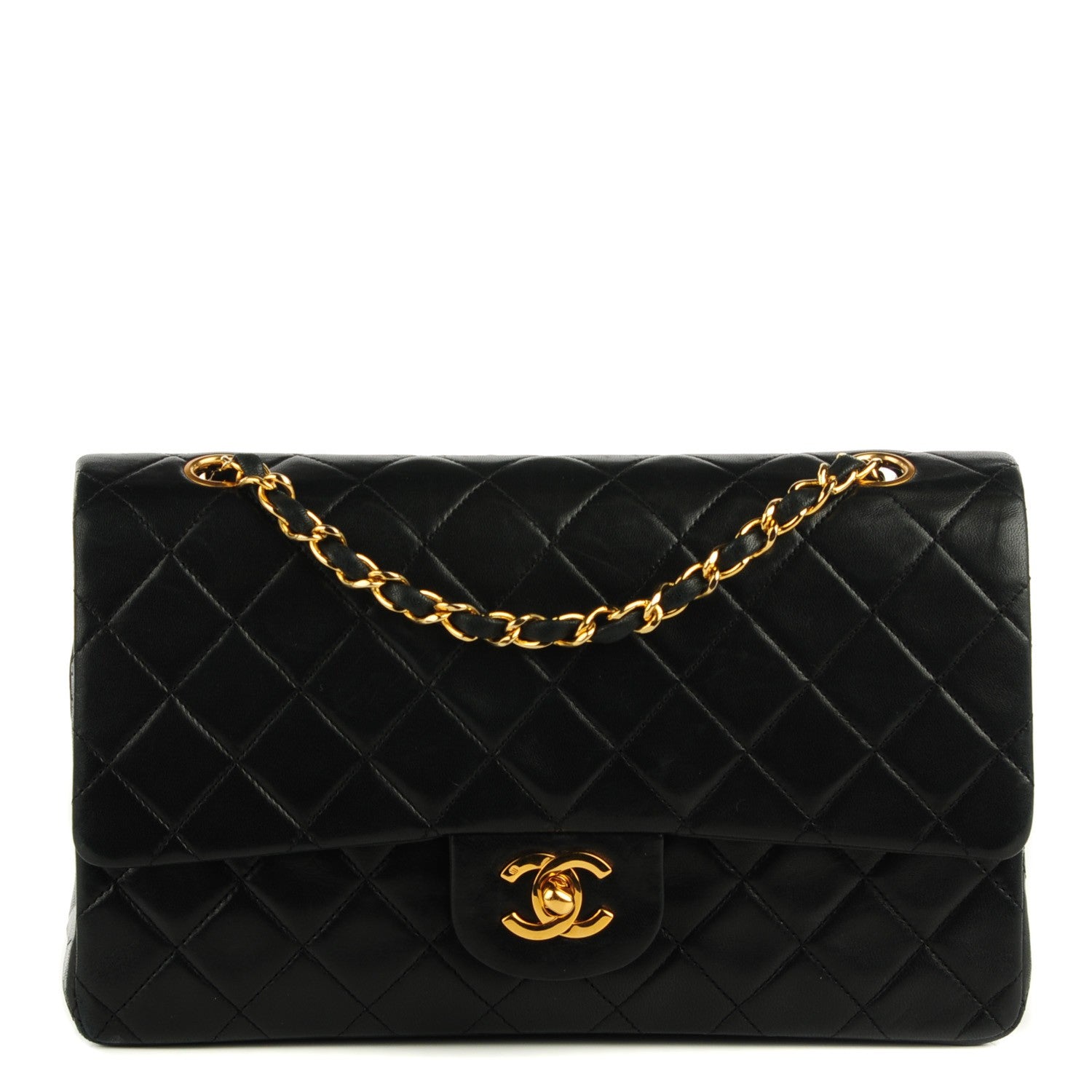 Chanel Lambskin Quilted Medium Double Flap Black 1 of 8