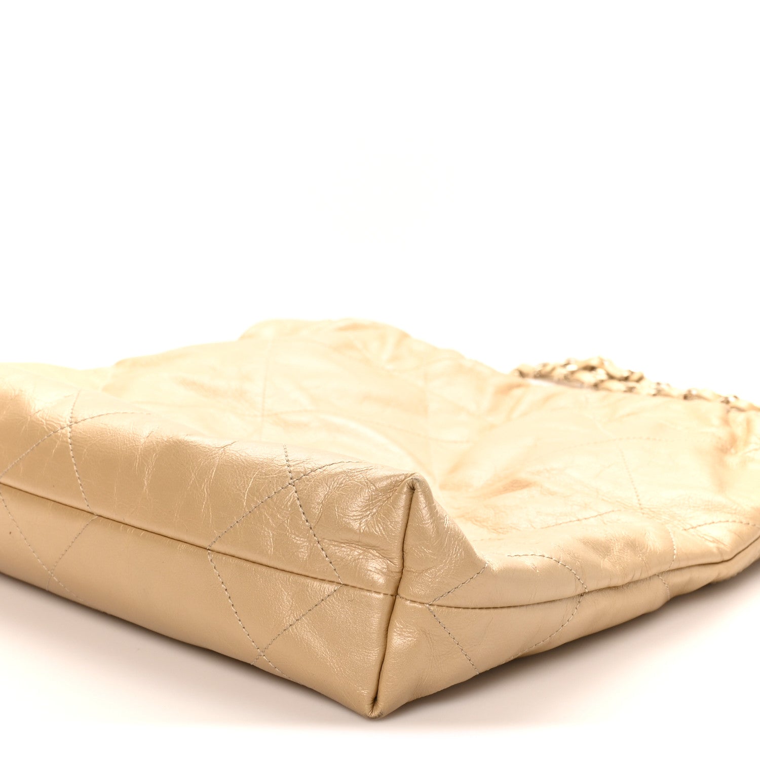 Chanel Metallic Calfskin Quilted Small Chanel 22 Light Gold