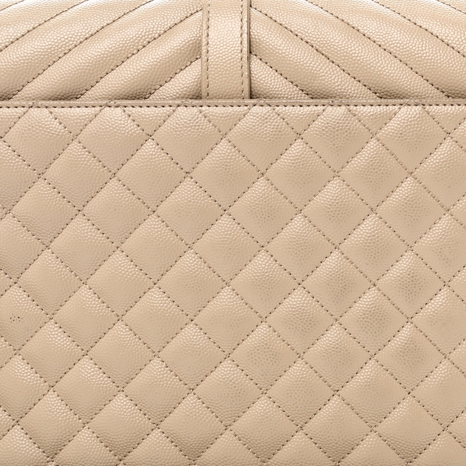 Saint Laurent Grain De Poudre Mixed Matelasse Large Triquilt Monogram Satchel Dark Beige 10 of 10