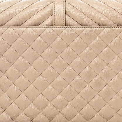 Saint Laurent Grain De Poudre Mixed Matelasse Large Triquilt Monogram Satchel Dark Beige 10 of 10