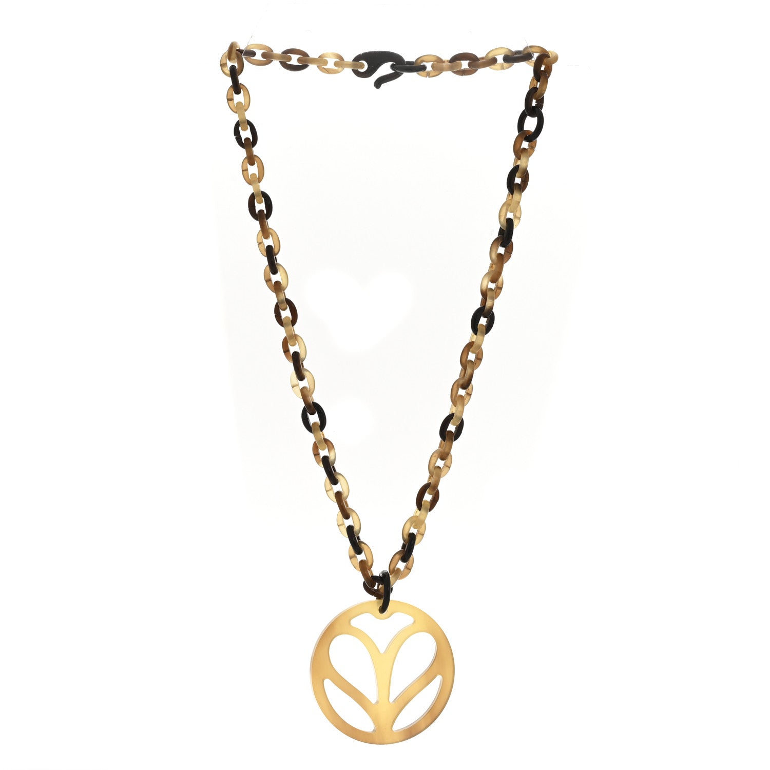 Hermes Buffalo Horn Heart Pendant Necklace 3 of 8