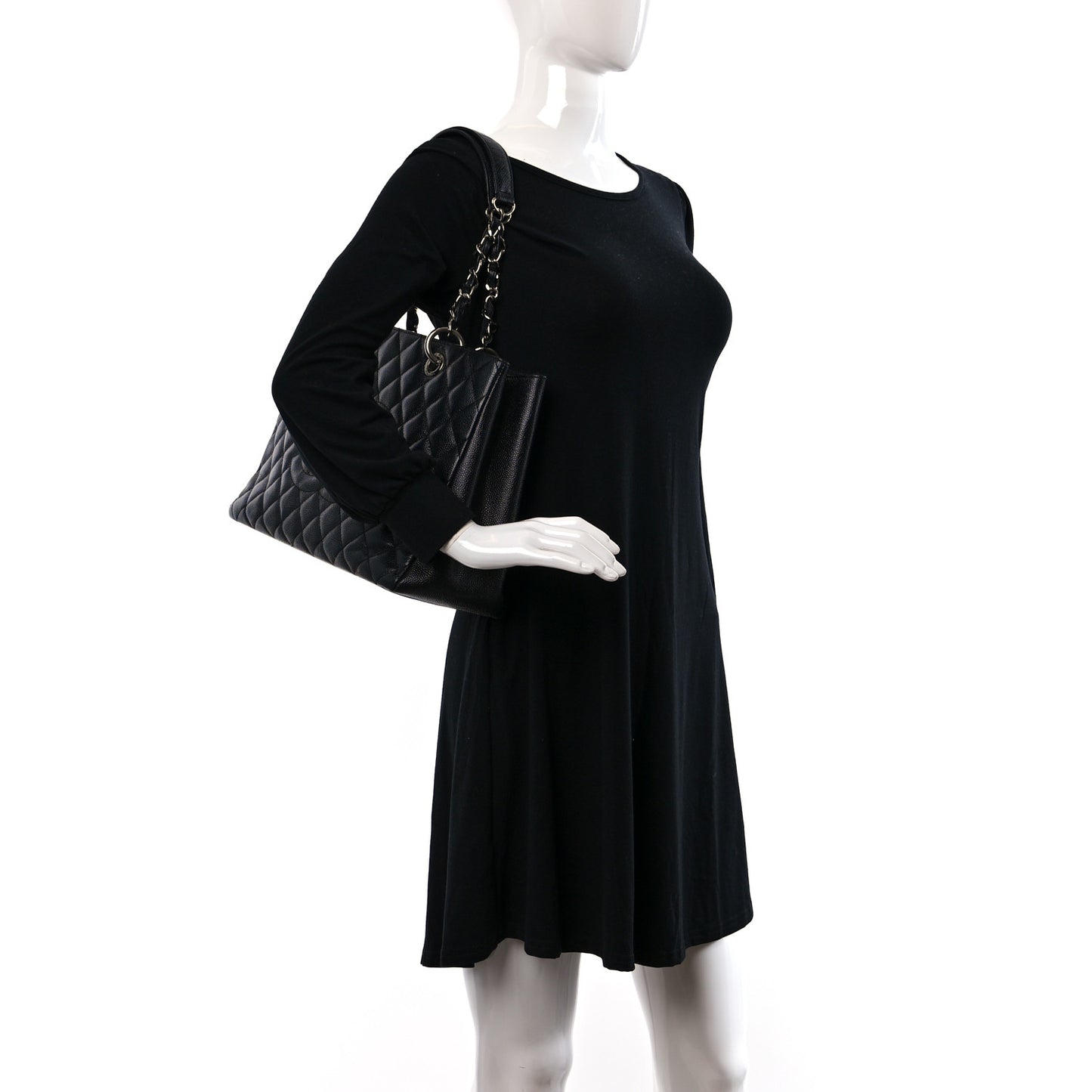 Caviar Quilted Grand Shopping Tote GST Black