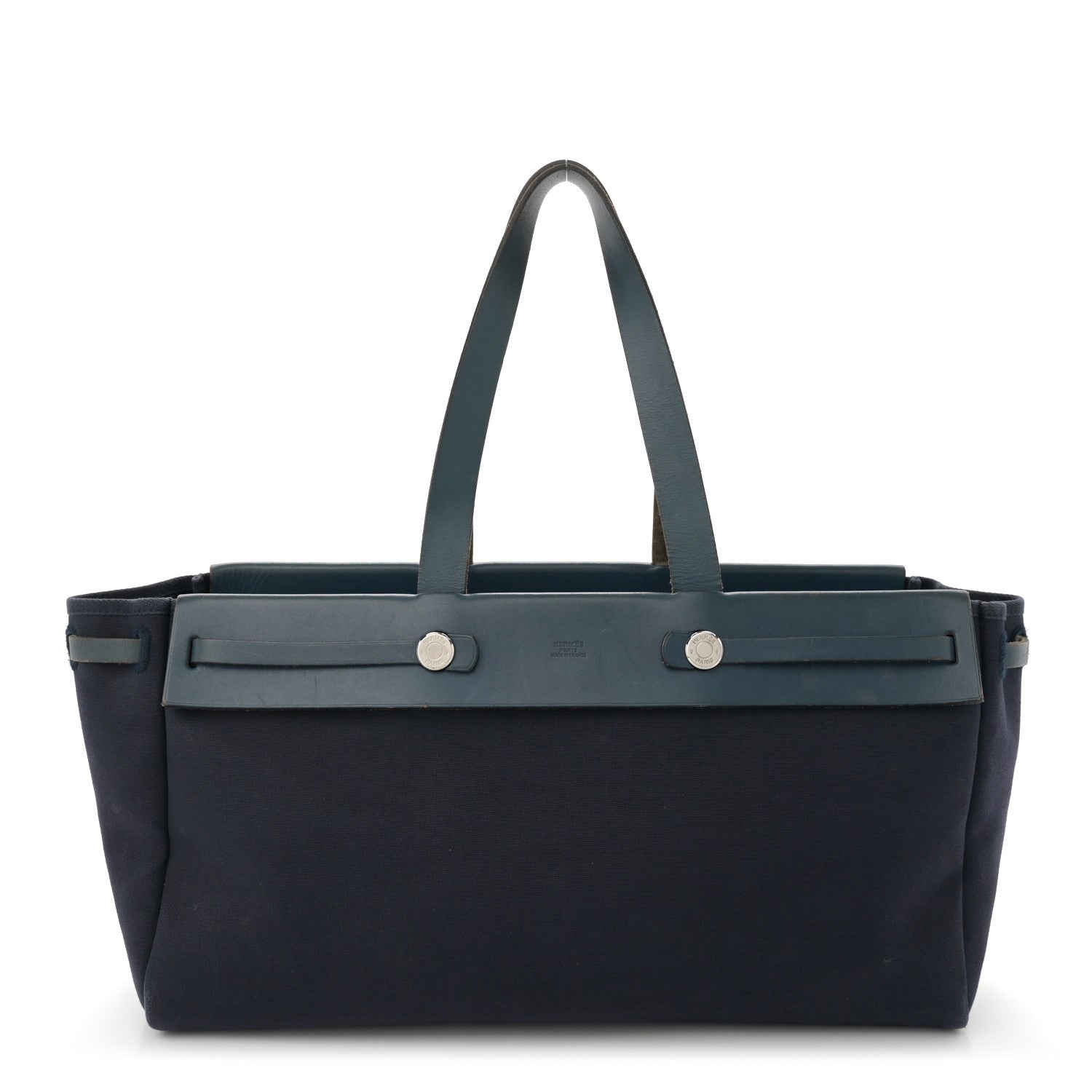 Hermes Toile Vache Hunter Herbag Cabas MM Bleu Marine 1 of 15