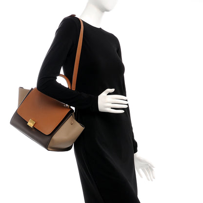 Celine Satin Baby Grained Calfskin Small Tri-Color Trapeze Tan 3 of 8