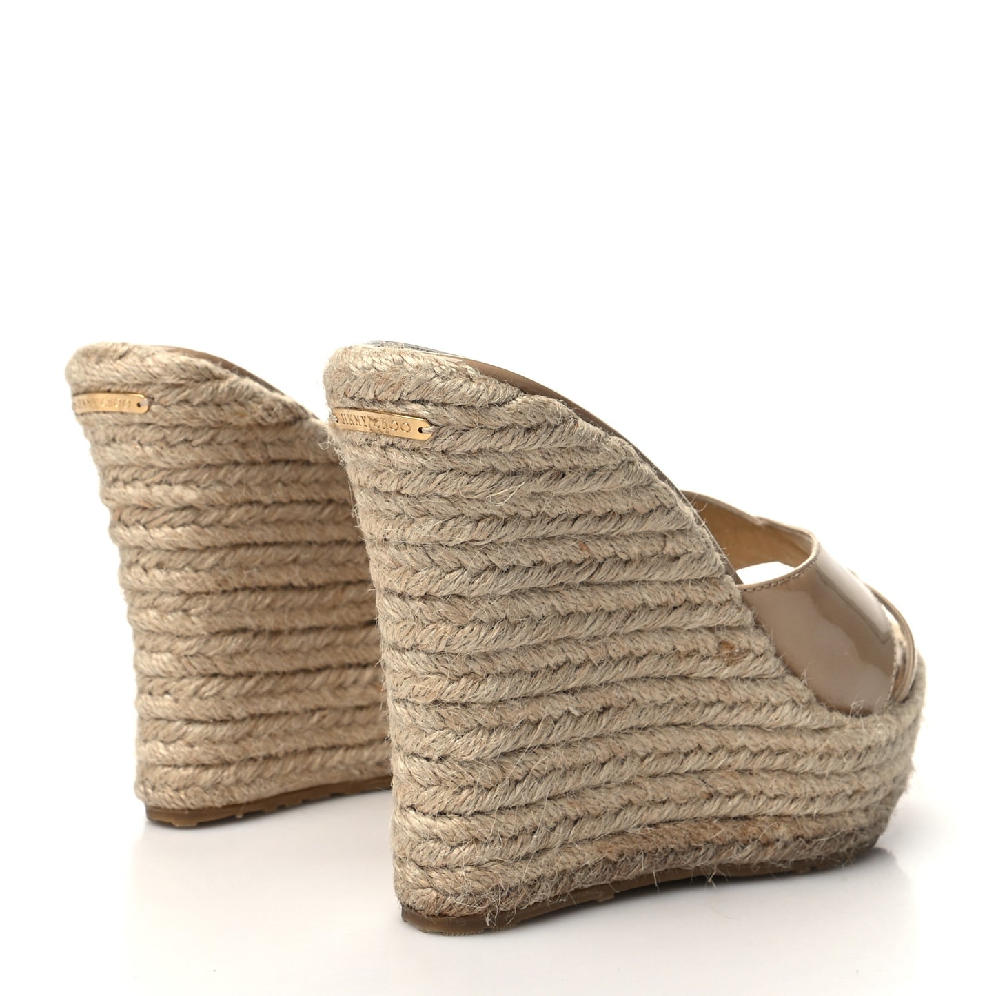 Patent Wedge Sandals 40 Nude