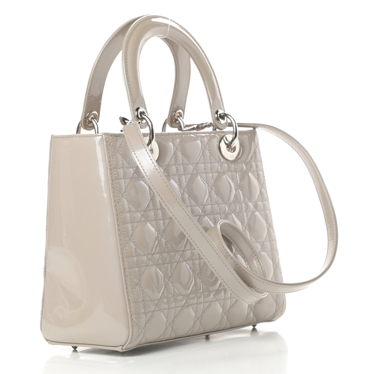 Patent Cannage Medium Lady Dior Grey