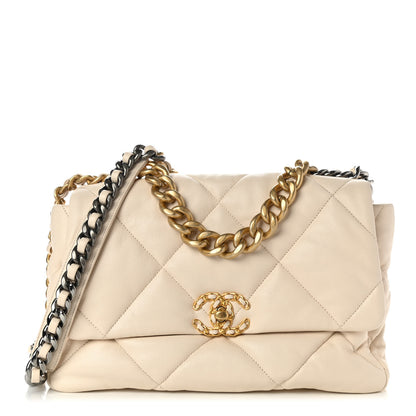 Chanel Lambskin Quilted Large Chanel 19 Flap Light Beige 1 of 11