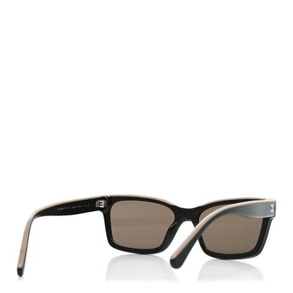 Chanel Acetate Logo Square Sunglasses 5417 Black Beige 4 of 7