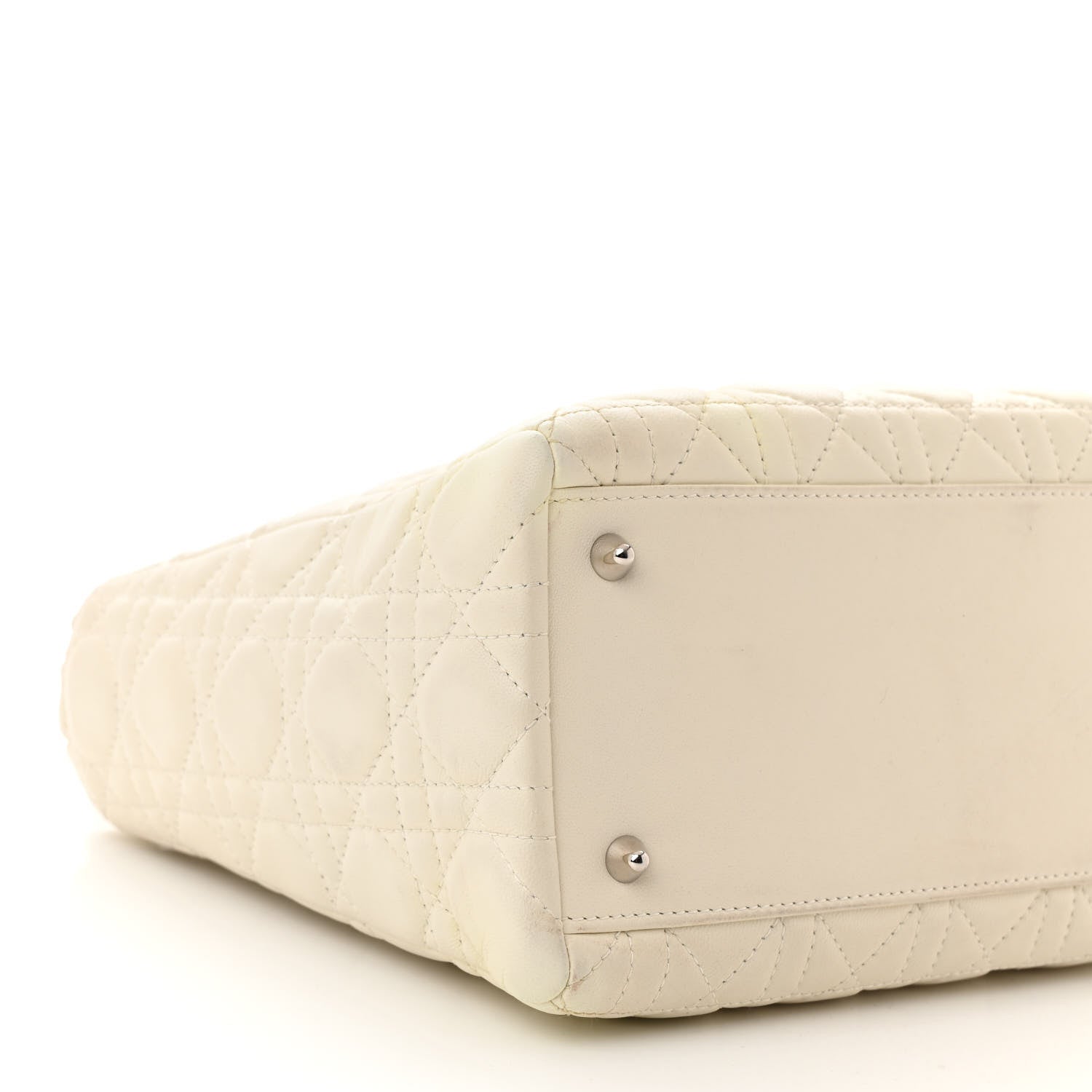Christian Dior Lambskin Cannage Ruffle Trim Medium Lady Dior Off White 9 of 14