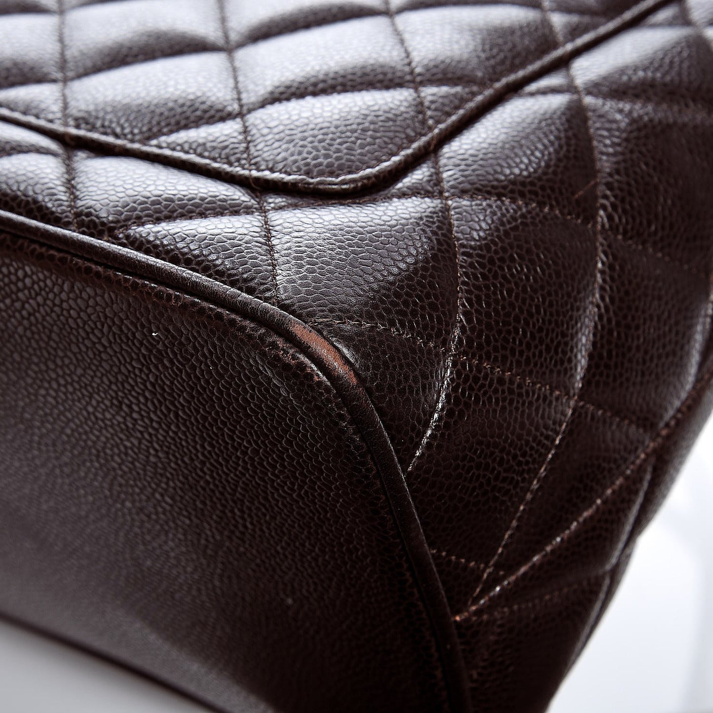 Caviar Quilted Medallion Tote Dark Brown