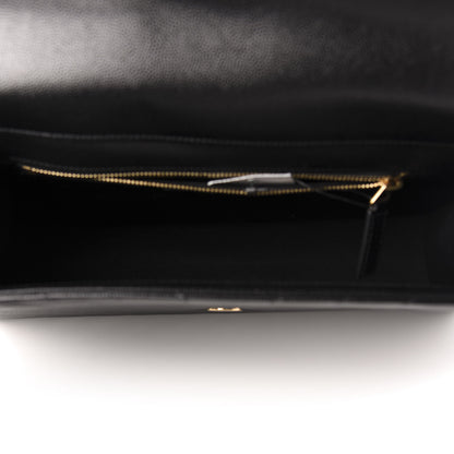 Saint Laurent Grain De Poudre Matelasse Chevron Large Monogram Satchel Black 5 of 10