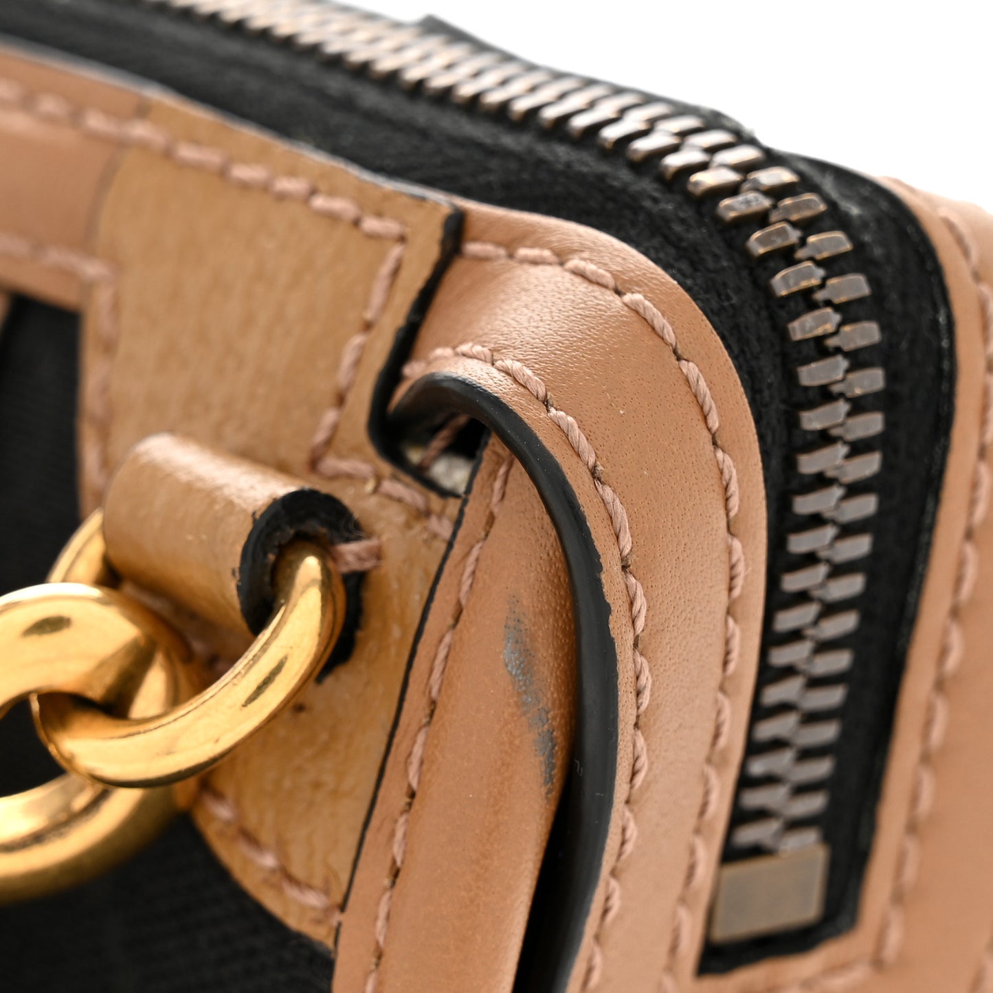 Monogram Textured Dollar Calfskin Web Mini Bauletto Duffle Top Handle Bag Black Koi Beige