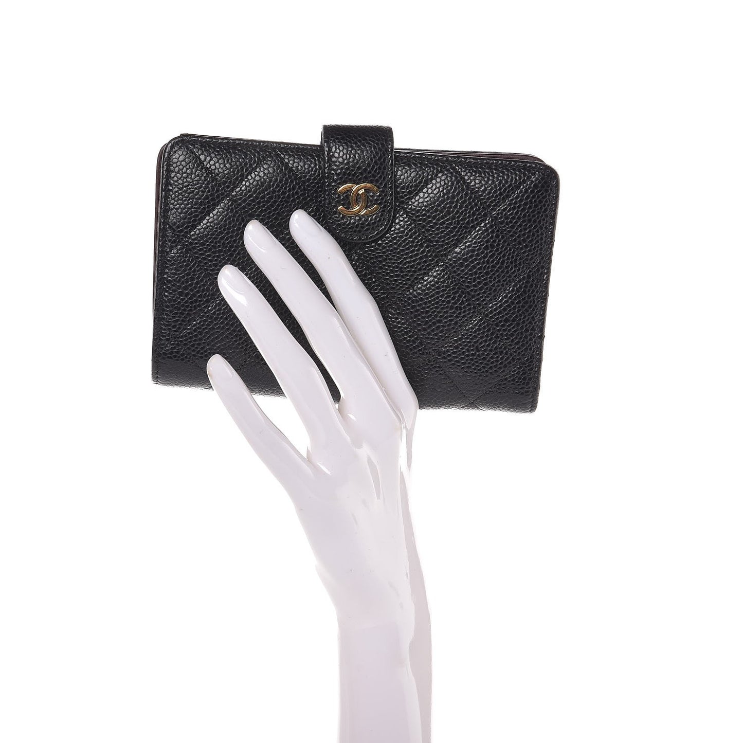 Caviar Quilted Zipped Pocket Wallet Black