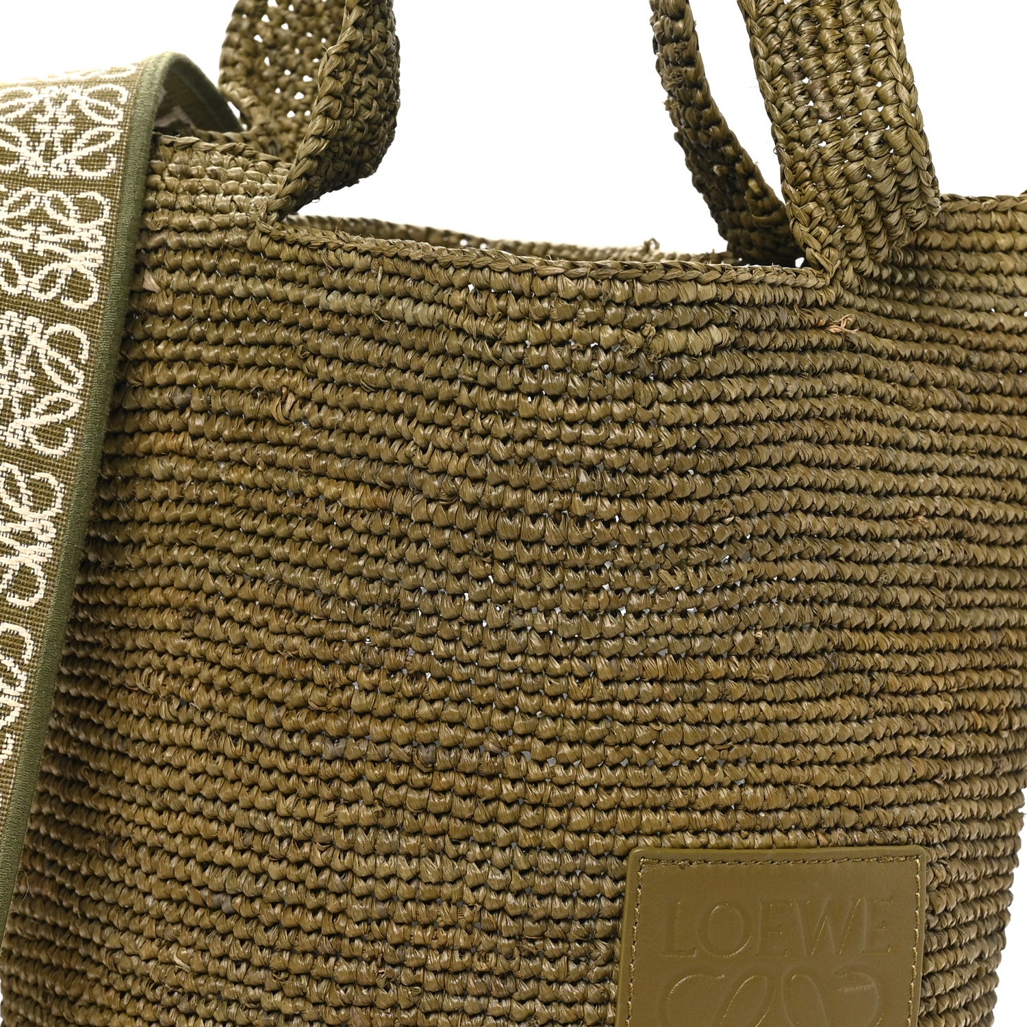 Loewe Raffia Mini Slit Tote Bag Natural Olive 7 of 9