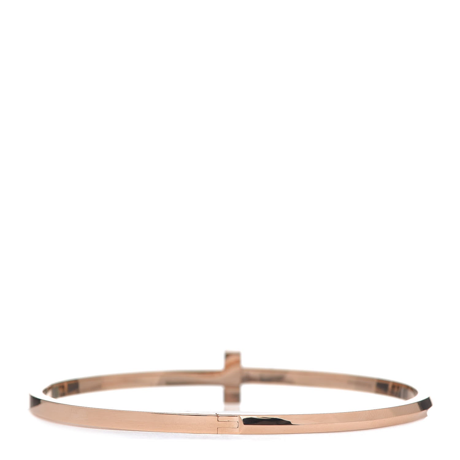 Tiffany 18K Rose Gold Narrow T T1 Hinged Bangle Bracelet 3 of 6