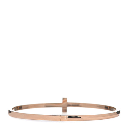 Tiffany 18K Rose Gold Narrow T T1 Hinged Bangle Bracelet 3 of 6