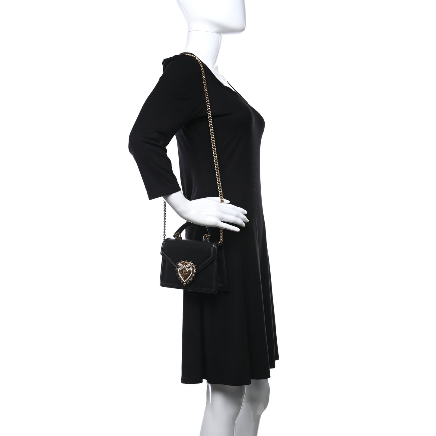 Smooth Calfskin Small Devotion Envelope Top Handle Bag Black