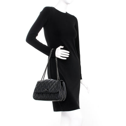 Chanel Calfskin Quilted Medium Frame In Chain Flap Black 2 of 7