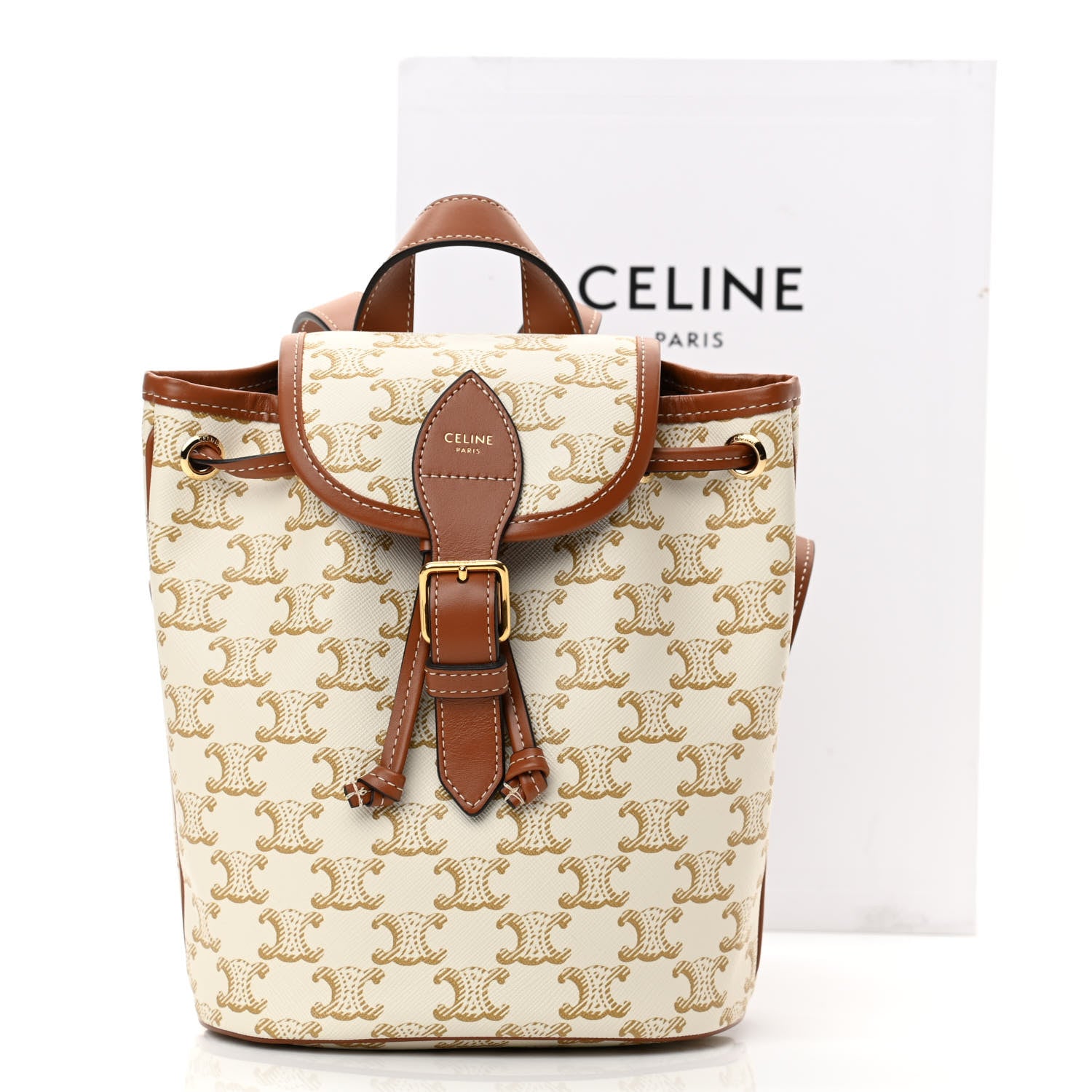 Celine Triomphe Canvas Calfskin Mini Folco Backpack White 11 of 11