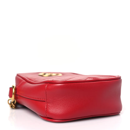 Gucci Calfskin Matelasse Mini GG Marmont Crossbody Bag Hibiscus Red 4 of 9