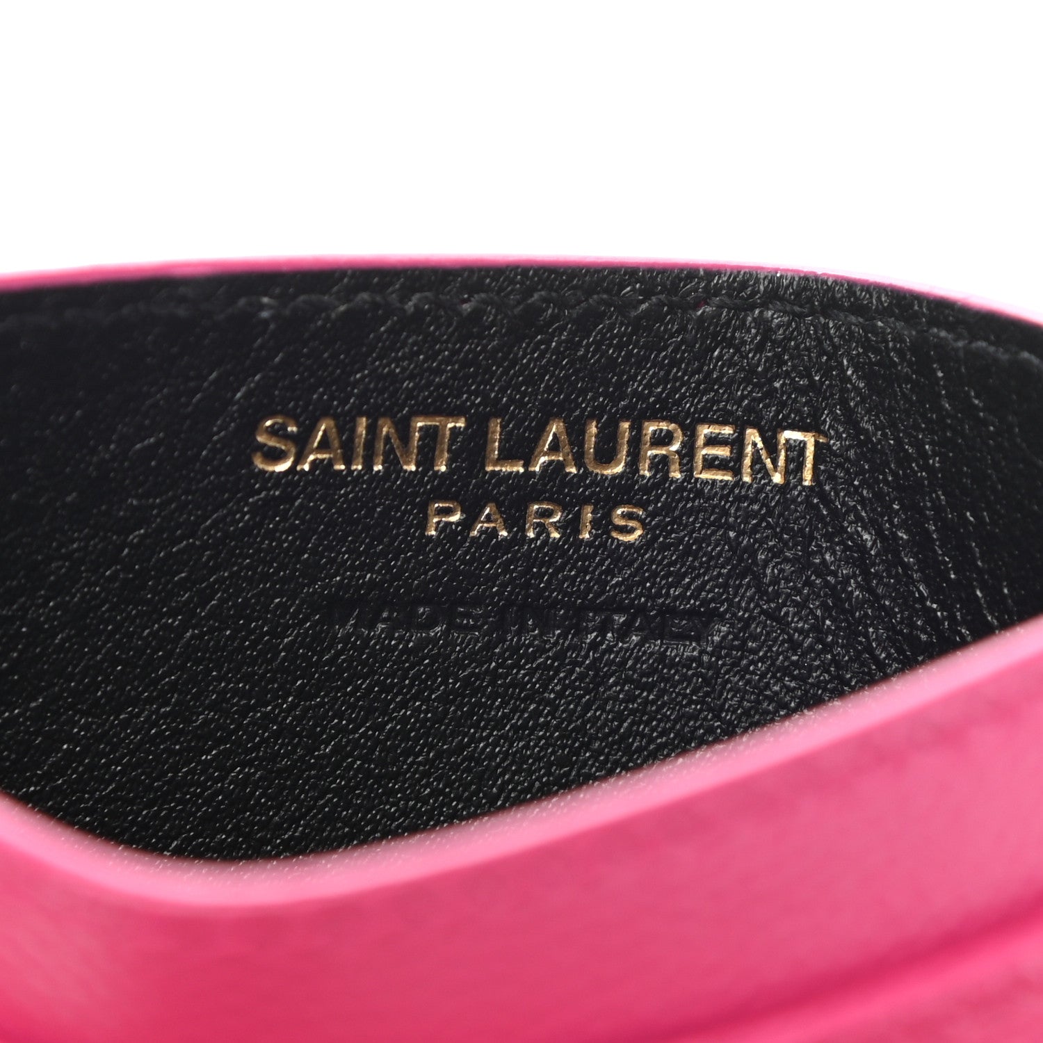 Saint Laurent Grain De Poudre Matelasse Chevron Monogram Credit Card Case Fresh Fuxia 6 of 8