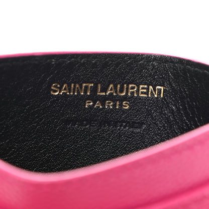 Saint Laurent Grain De Poudre Matelasse Chevron Monogram Credit Card Case Fresh Fuxia 6 of 8