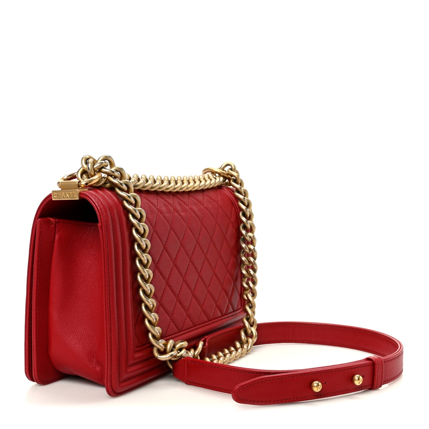 Chanel Caviar Quilted Medium Boy Flap Red 3 of 10