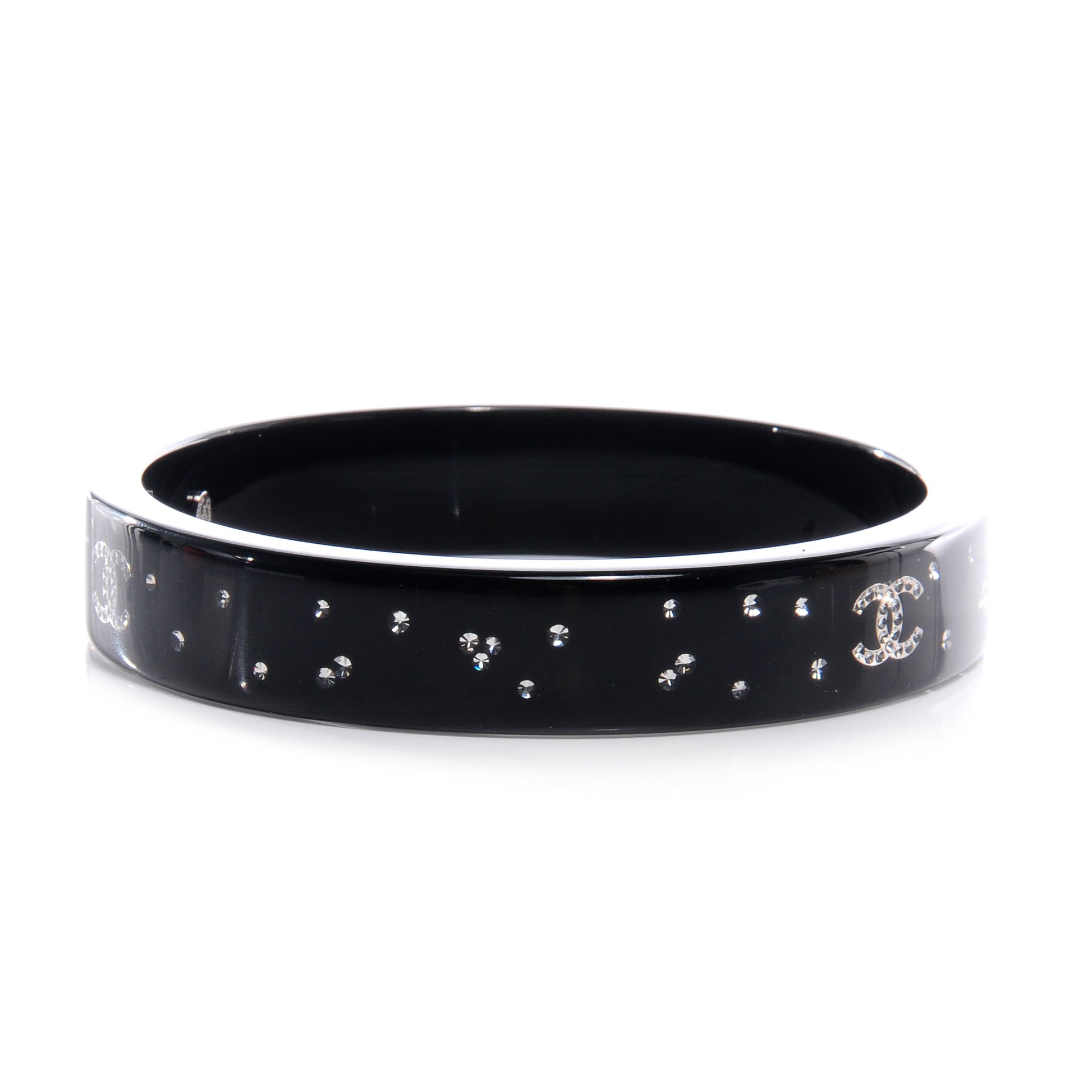 Chanel Resin Crystal CC Bangle Black 4 of 6