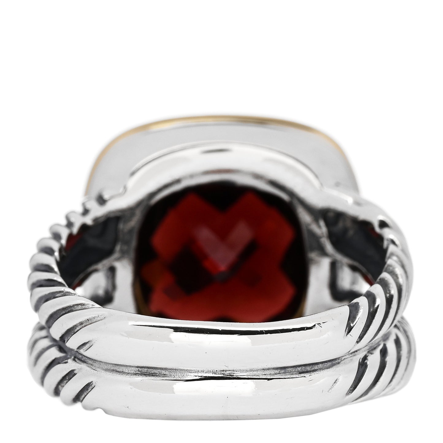 Sterling Silver 18K Yellow Gold Diamond Garnet 11mm Albion Ring 54 6.75