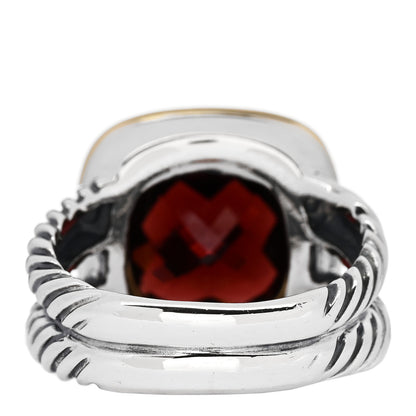 David Yurman Sterling Silver 18K Yellow Gold Diamond Garnet 11mm Albion Ring 54 6.75 4 of 5