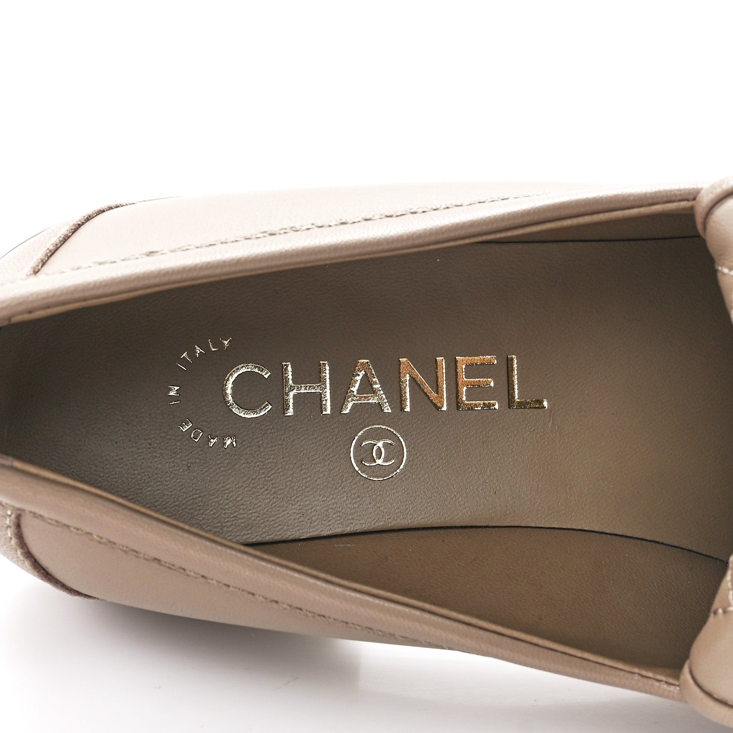 Chanel Lambskin Quilted CC Turnlock Loafers 38.5 Beige 7 of 10