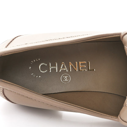 Chanel Lambskin Quilted CC Turnlock Loafers 38.5 Beige 7 of 10