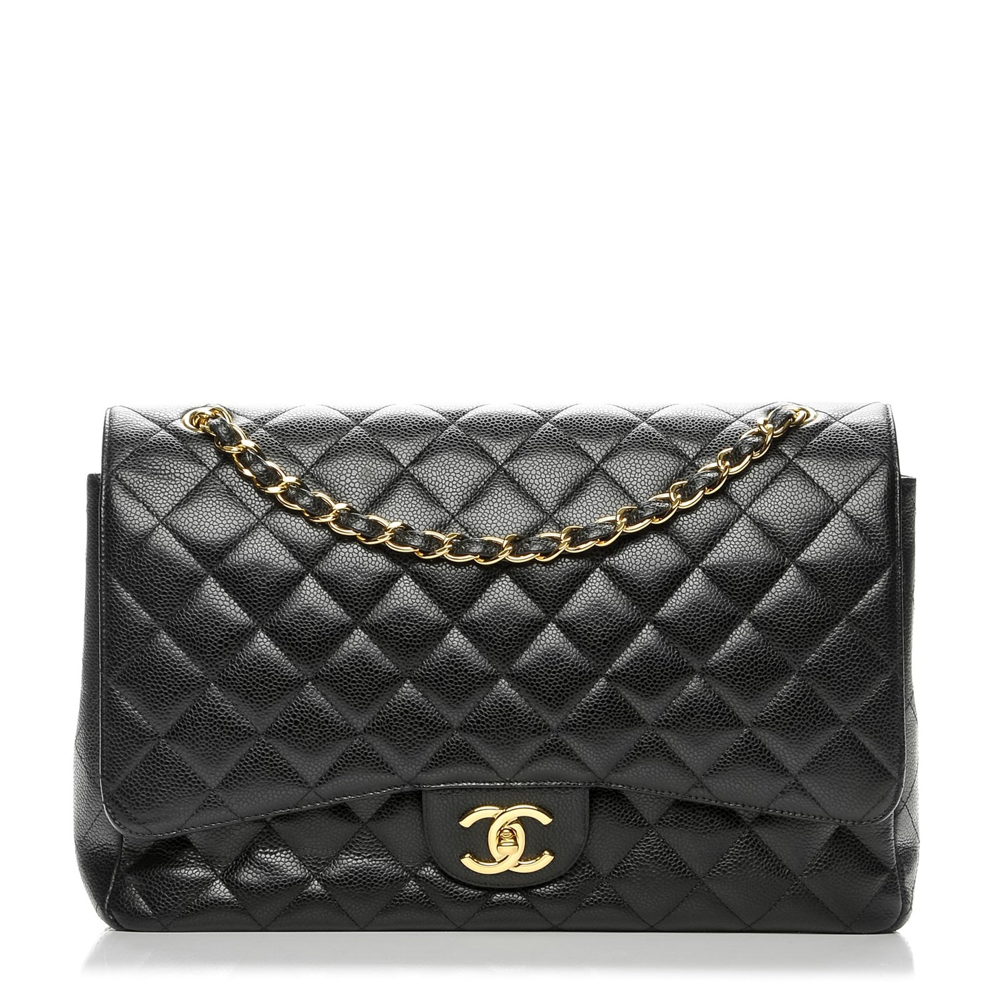 Caviar Quilted Maxi Double Flap Black