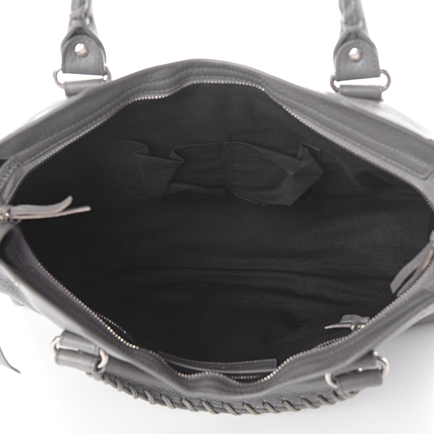 Chevre Silver Metallic Edge Hardware City Gris Acier