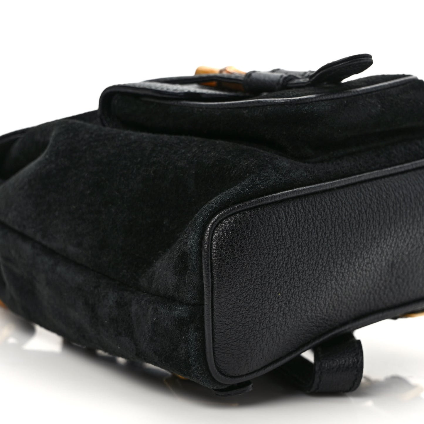 Calfskin Suede Bamboo Mini Backpack Black