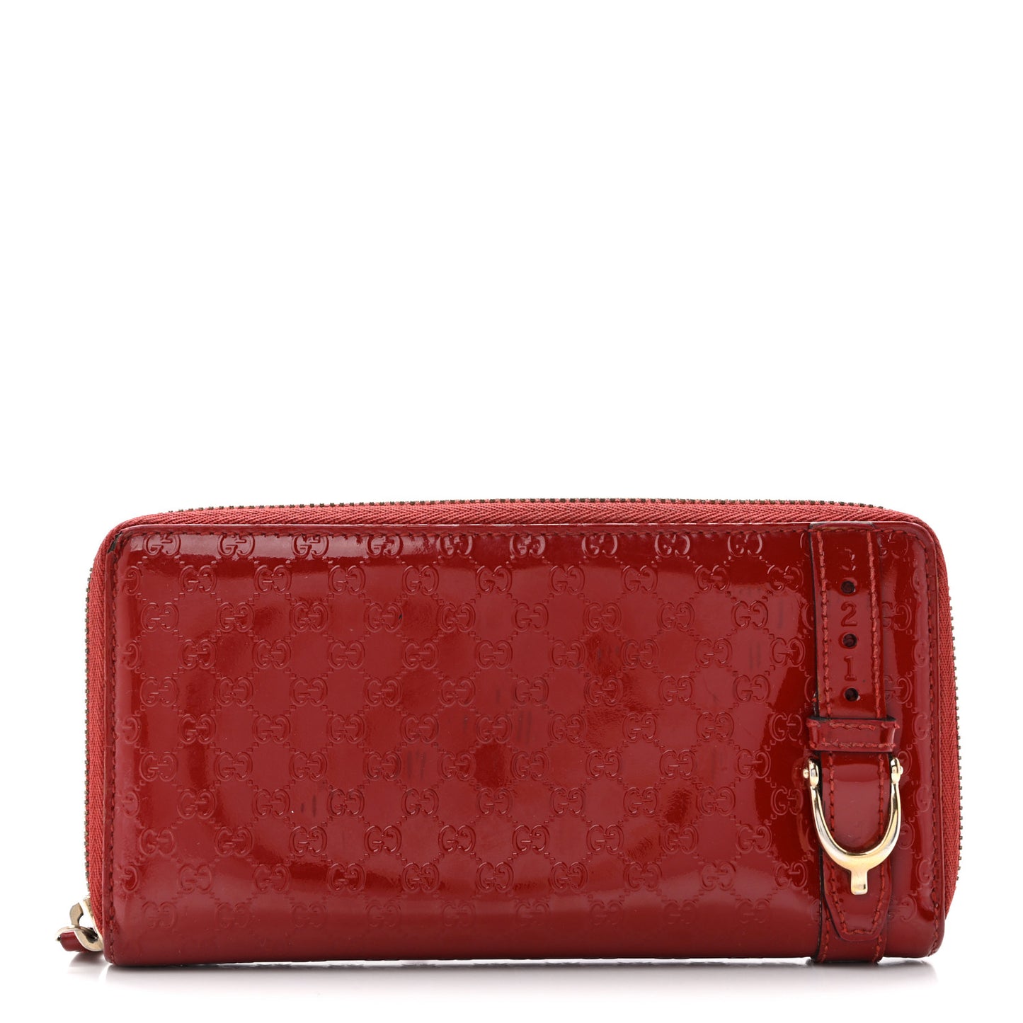 Patent Microguccissima Zip Around Wallet Rose Bed