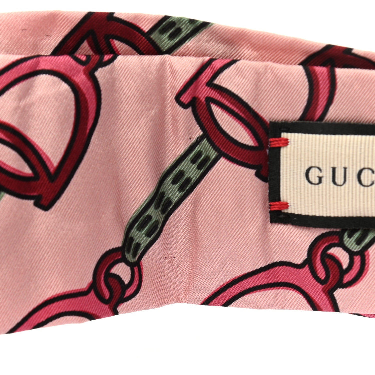 Gucci Silk Stirrup Print Headband M Pink 5 of 5
