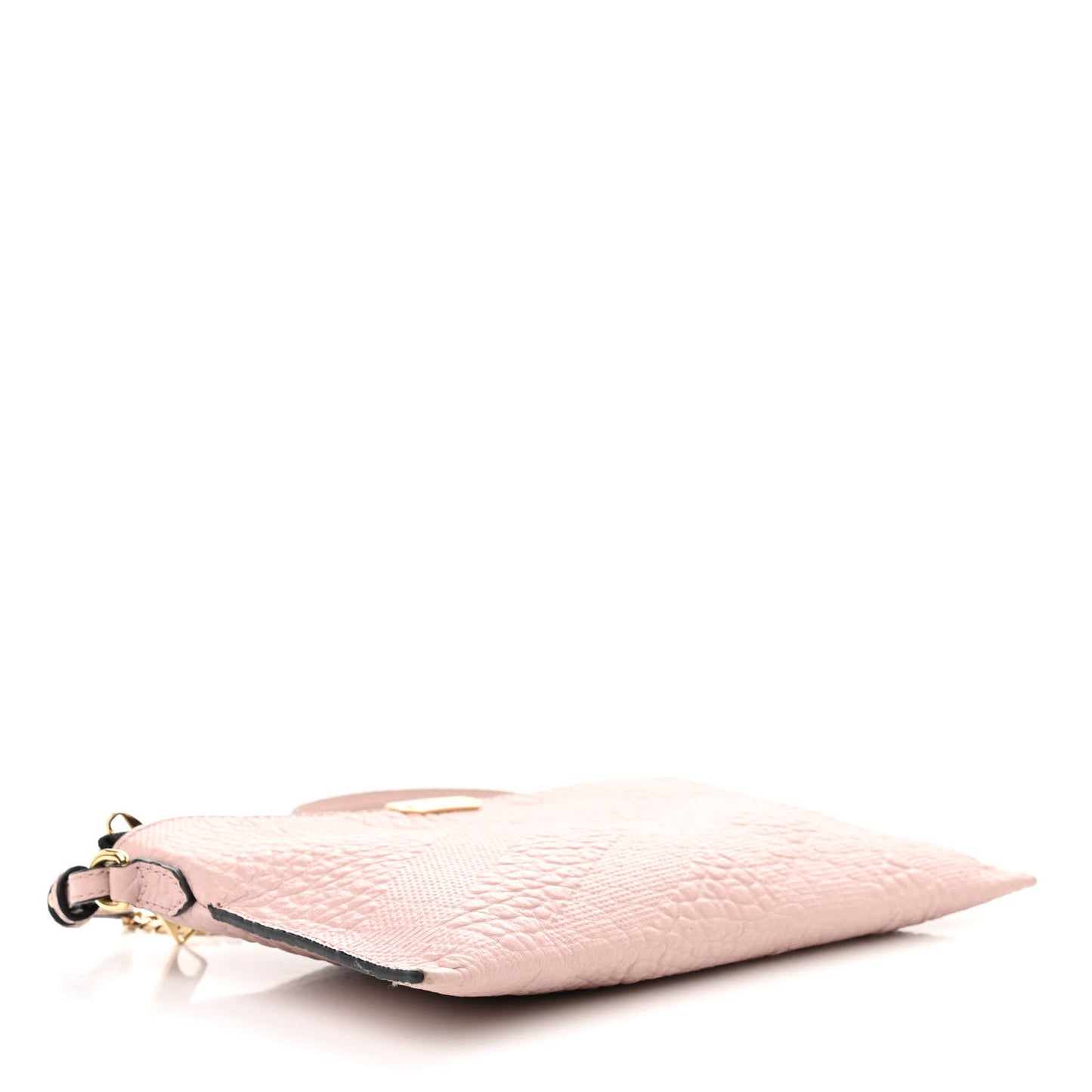 Signature Grain Calfskin Check Embossed Peyton Crossbody Clutch Bag Pale Orchid