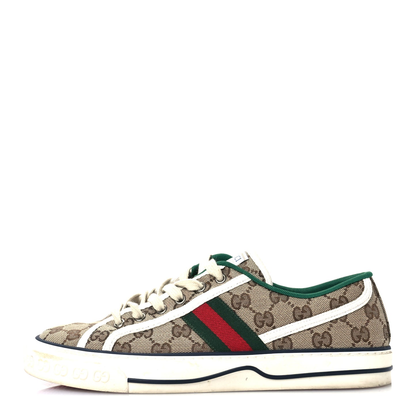 GG Monogram Web Womens 1977 Tennis Sneakers 41 Beige Ebony Mystic White