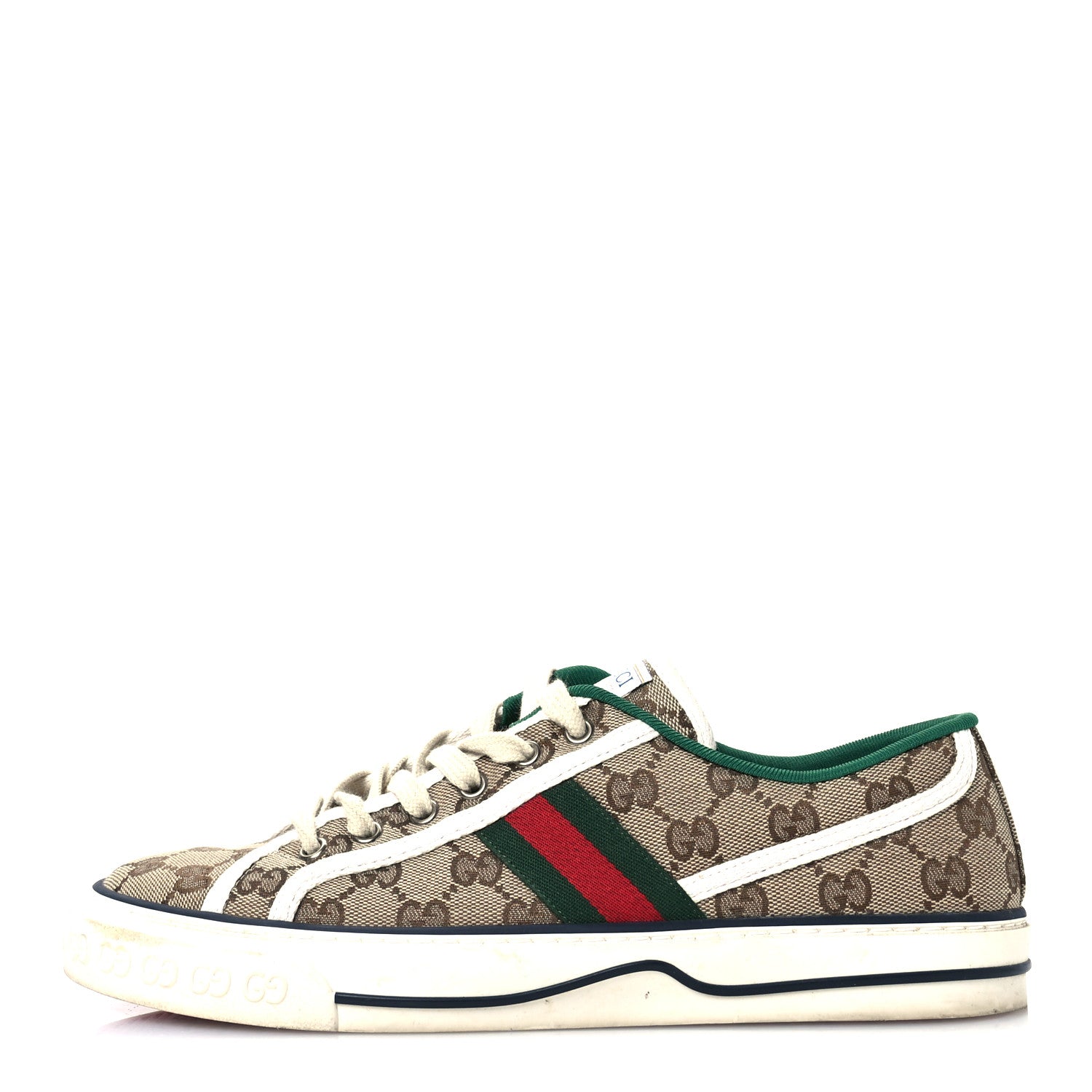 Gucci GG Monogram Web Womens 1977 Tennis Sneakers 41 Beige Ebony Mystic White 1 of 9