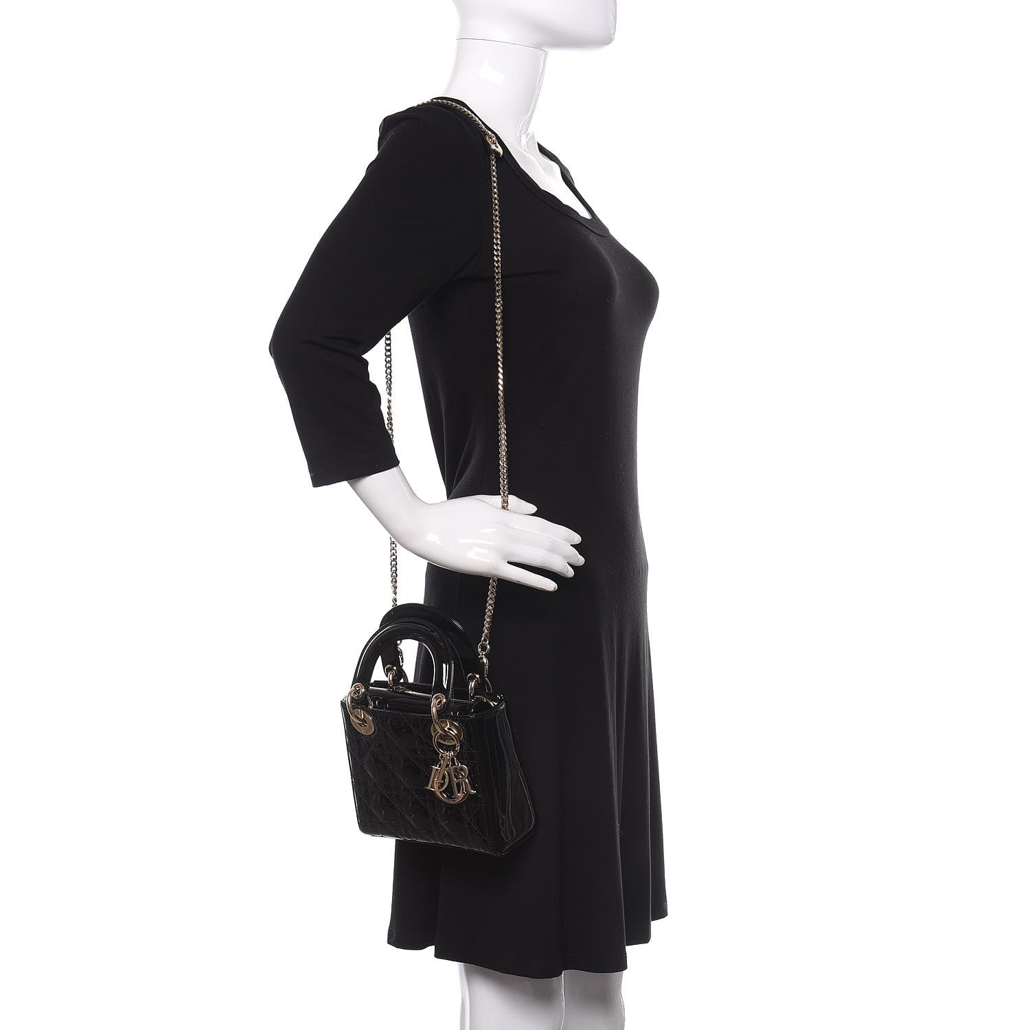 Christian Dior Patent Cannage Mini Lady Dior Black 2 of 10