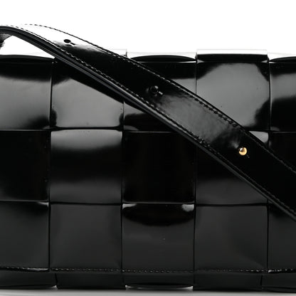 Bottega Veneta Patent Maxi Intrecciato Cassette Crossbody Bag Black 6 of 11